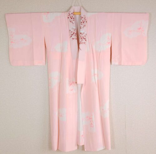 Pink Shibori Nagajuban with embroidered collar