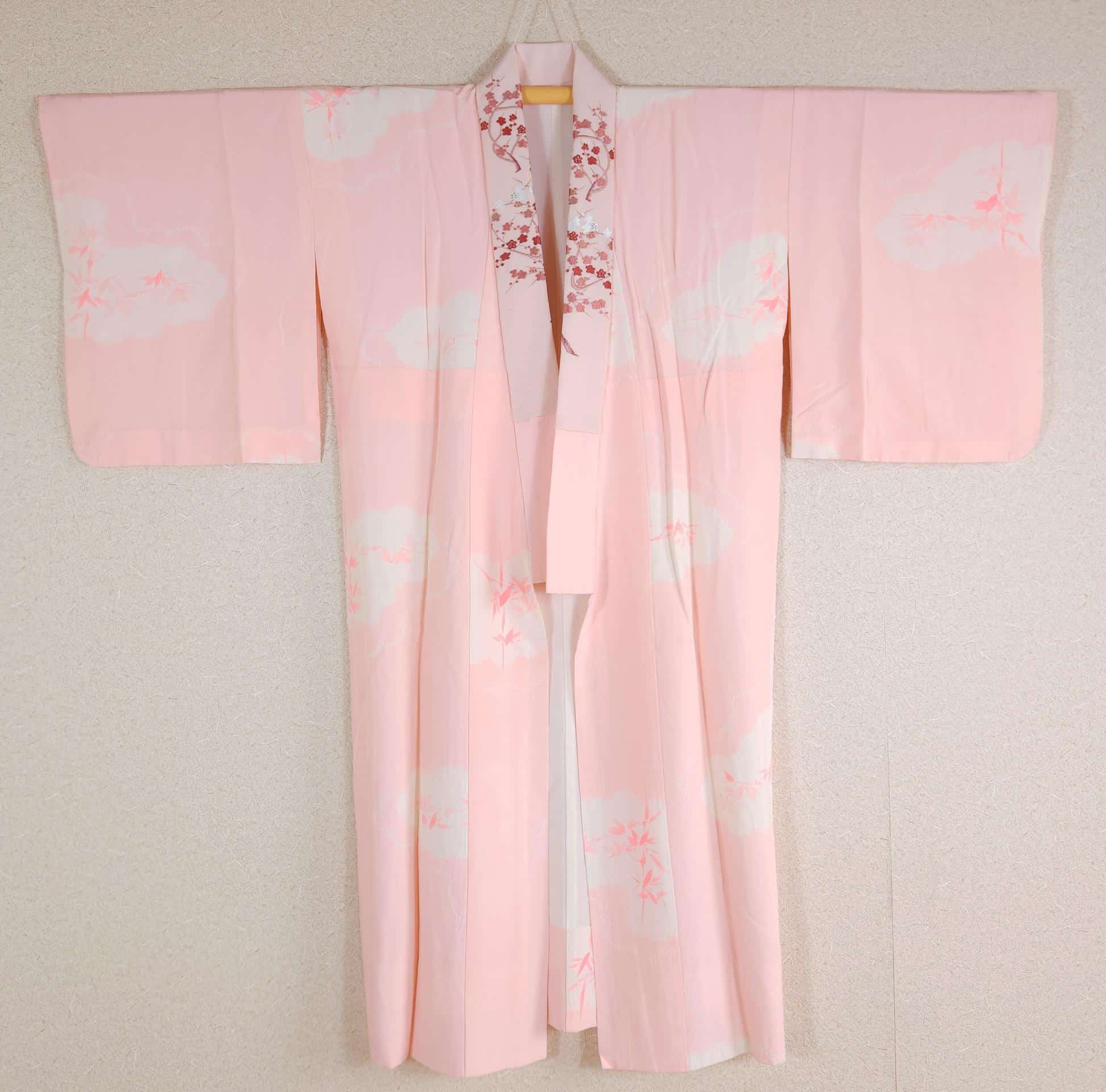 Pink Shibori Nagajuban with embroidered collar