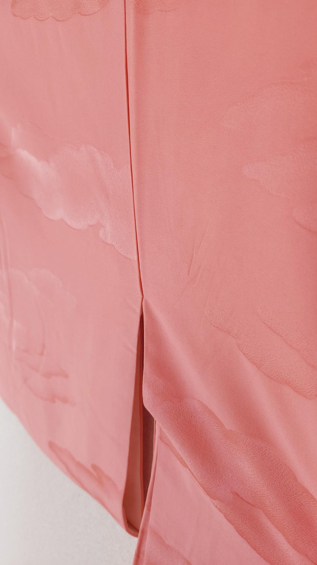 Salmon pink cloud-brocade Haori