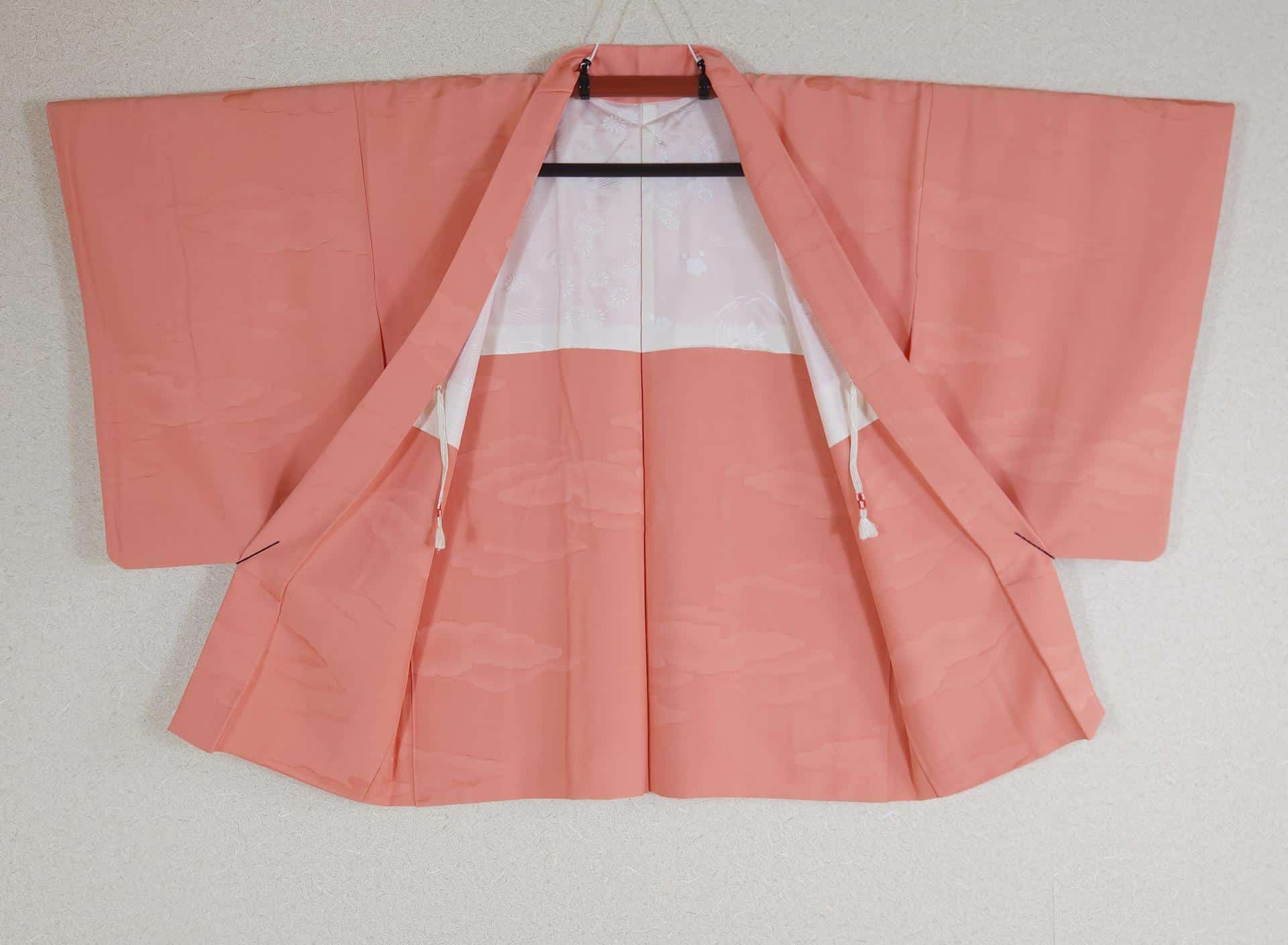 Salmon pink cloud-brocade Haori