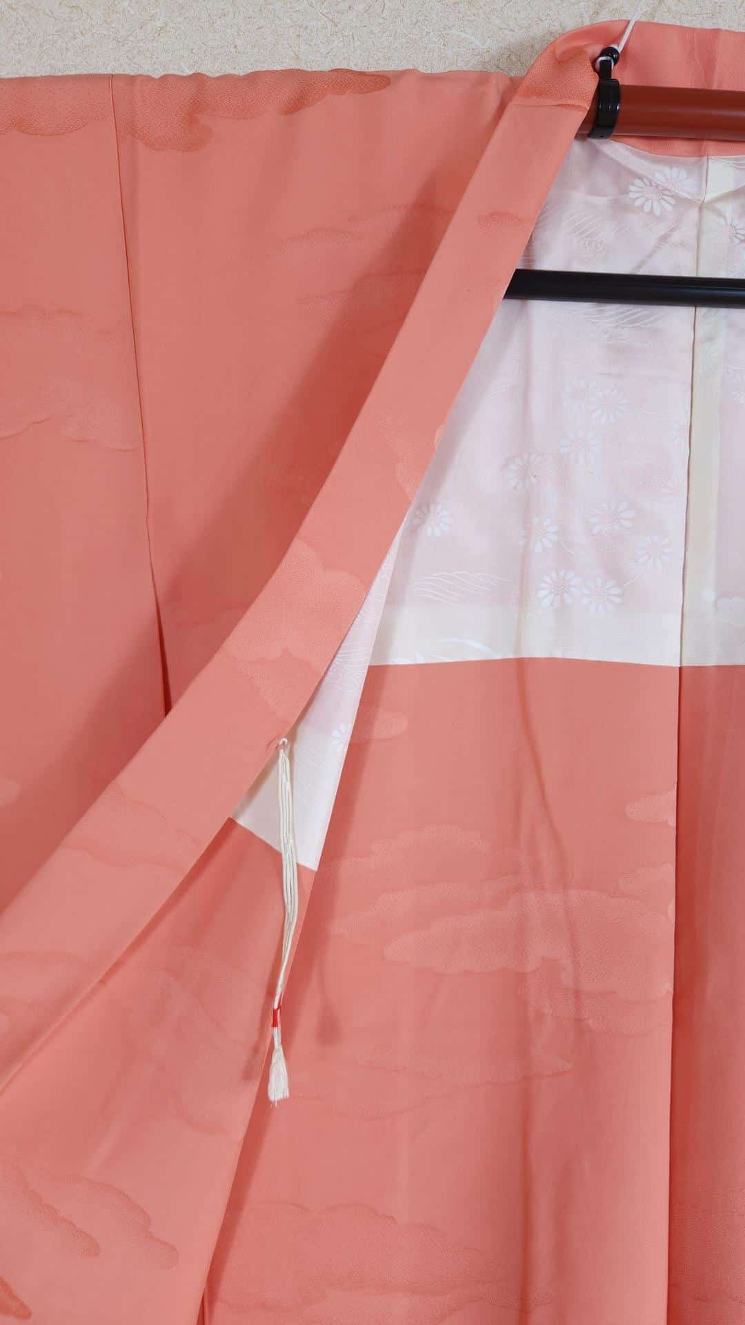 Salmon pink cloud-brocade Haori