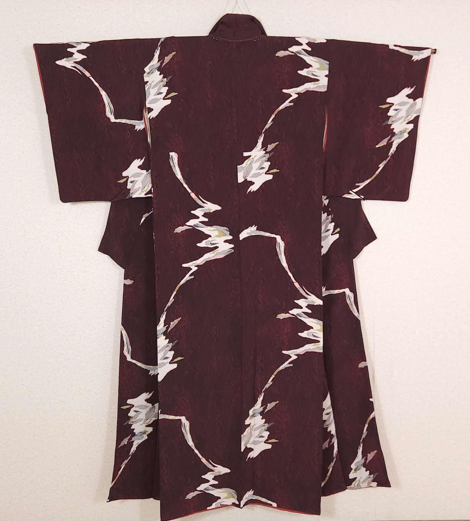 Stylized vintage bordeaux Komon Kimono