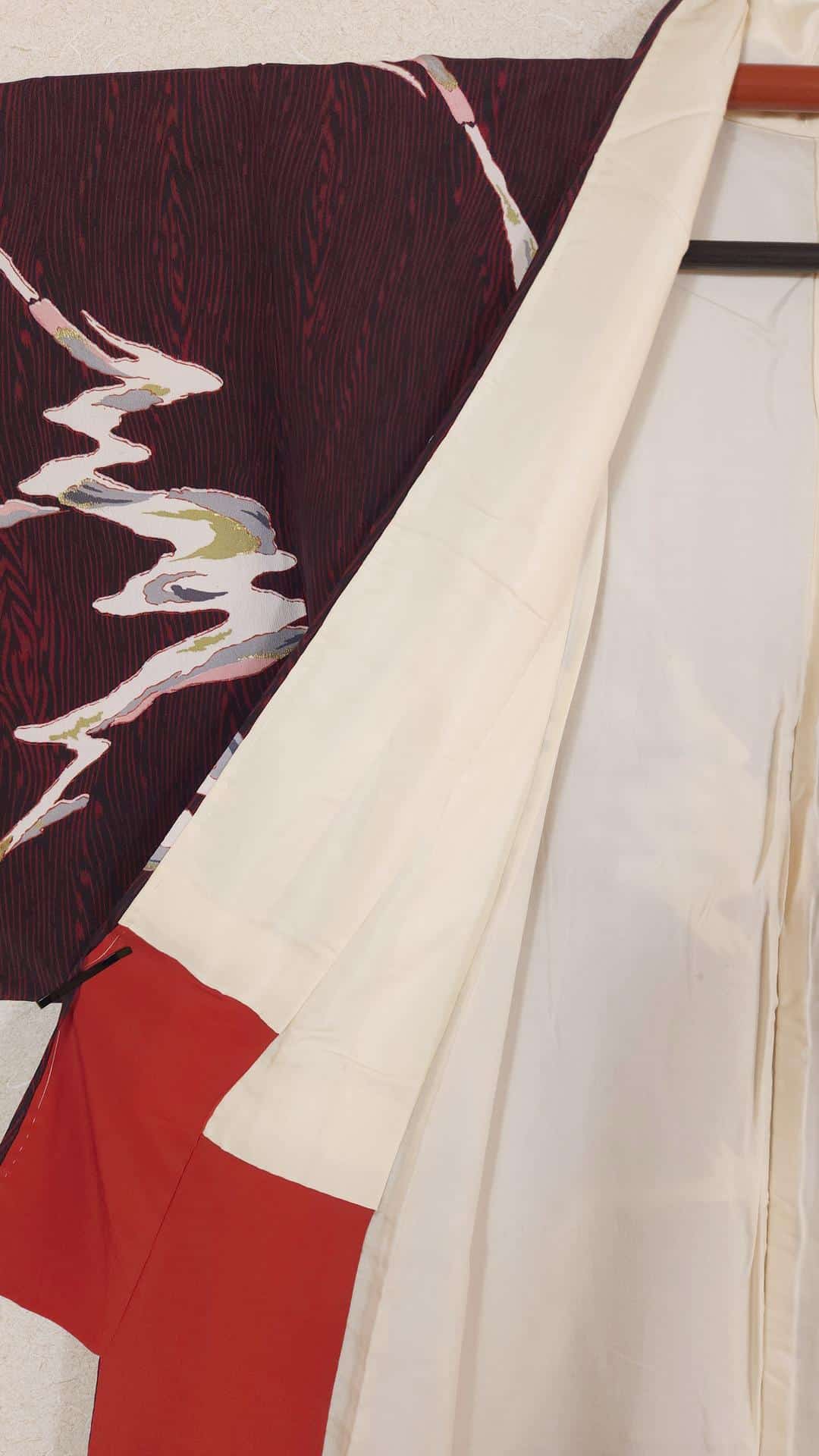 Stylized vintage bordeaux Komon Kimono