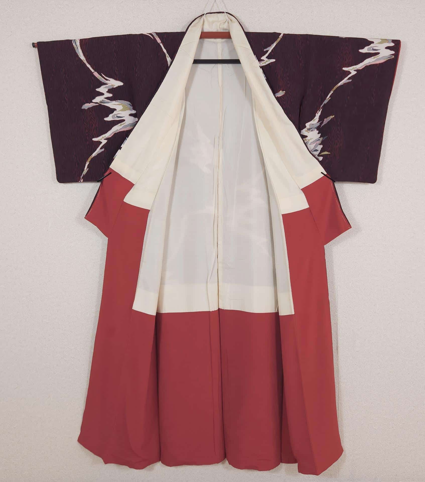 Stylized vintage bordeaux Komon Kimono