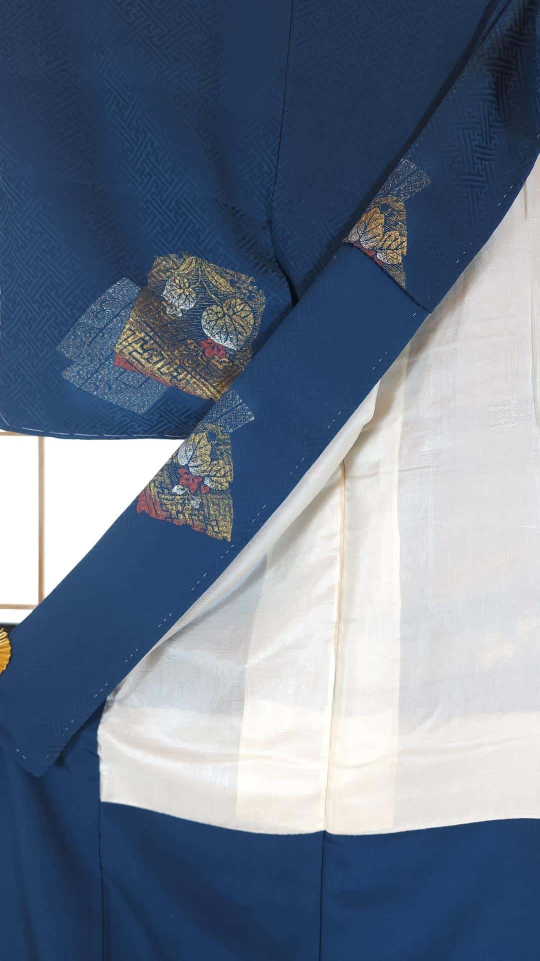 Teal blue Kimono with gold accents
