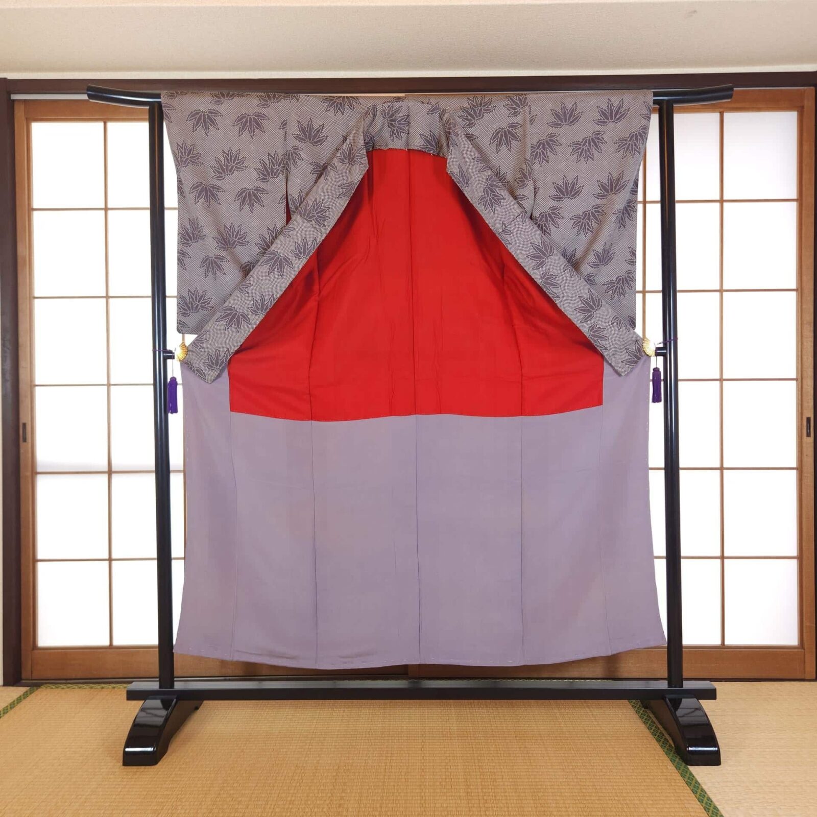 Vintage Kimono with bamboo leaf motif