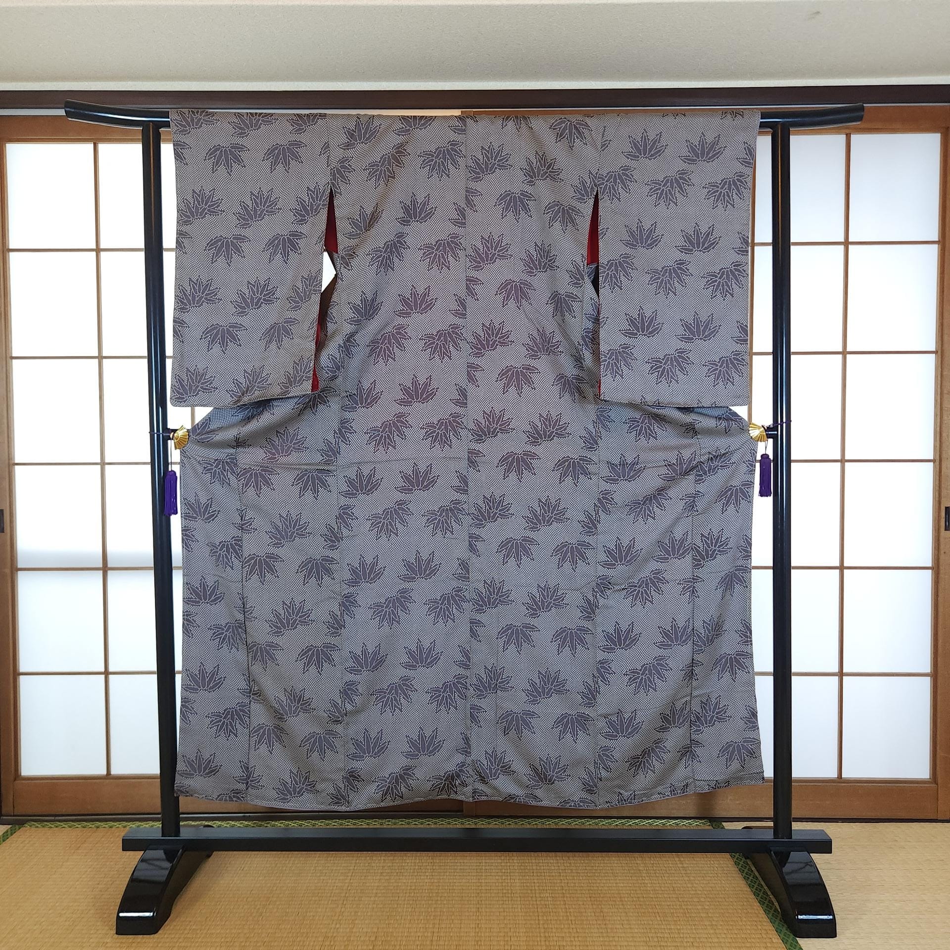 Vintage Kimono with bamboo leaf motif