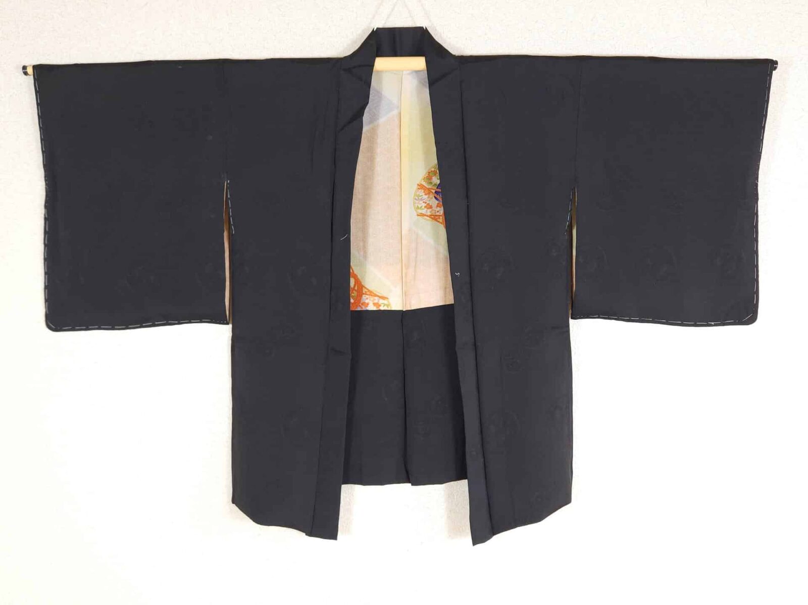 Vintage black brocade Haori with Tsuzumi lining