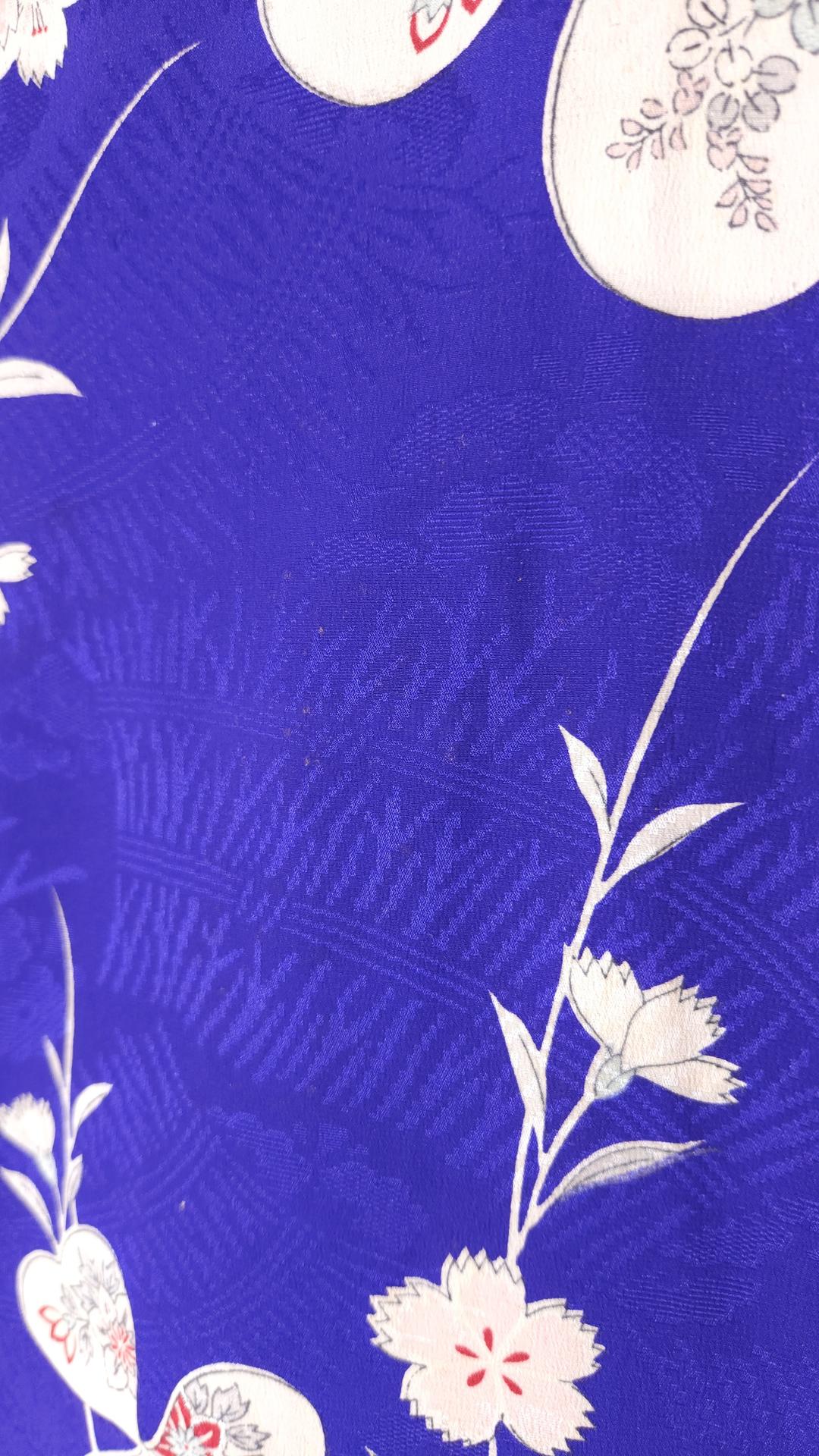 Vintage royal blue Komon Kimono with flowers