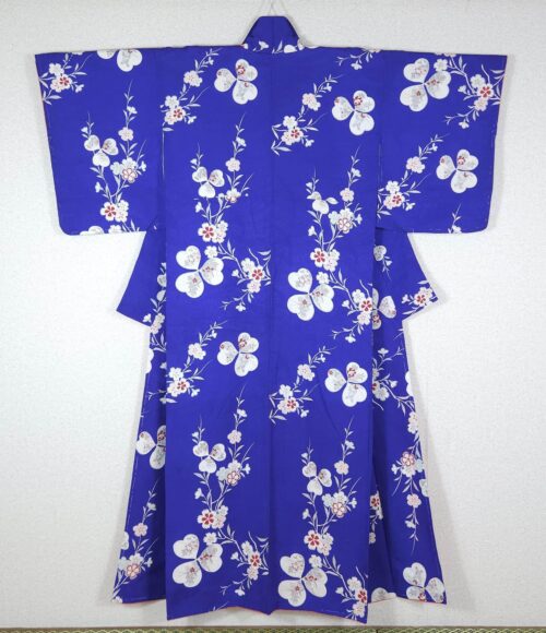 Vintage royal blue Komon Kimono with flowers