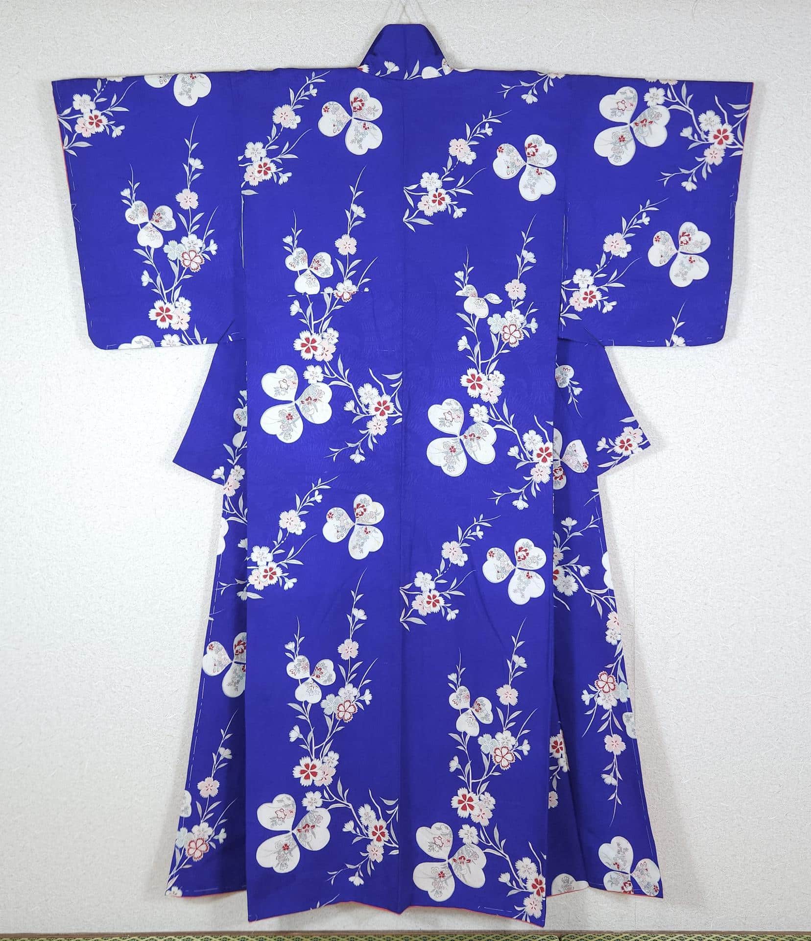 Vintage royal blue Komon Kimono with flowers