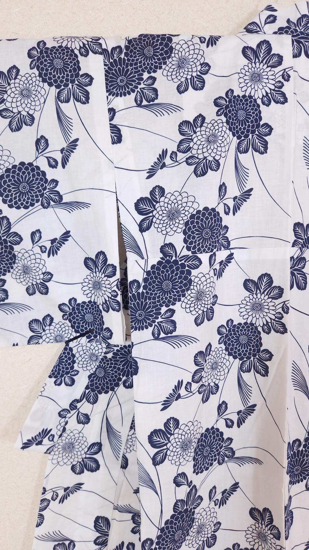 White Yukata with Kiku flowers