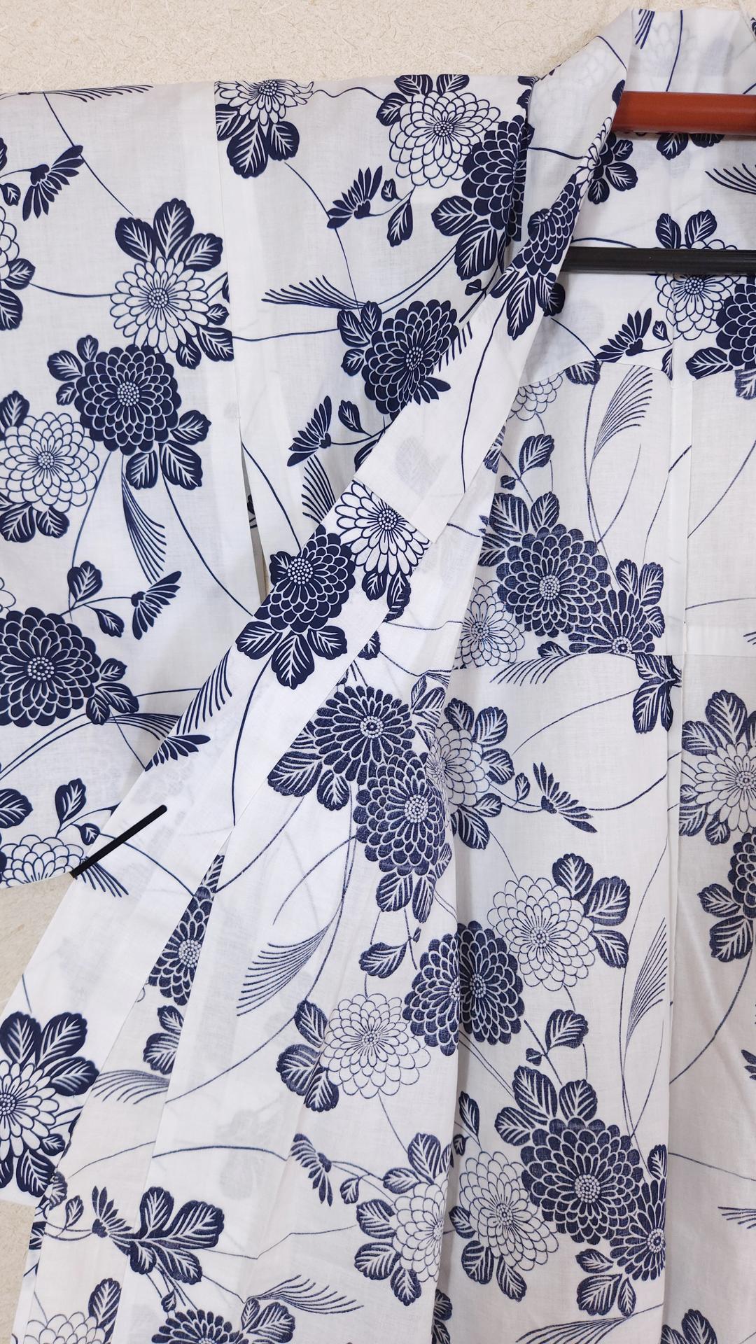 White Yukata with Kiku flowers