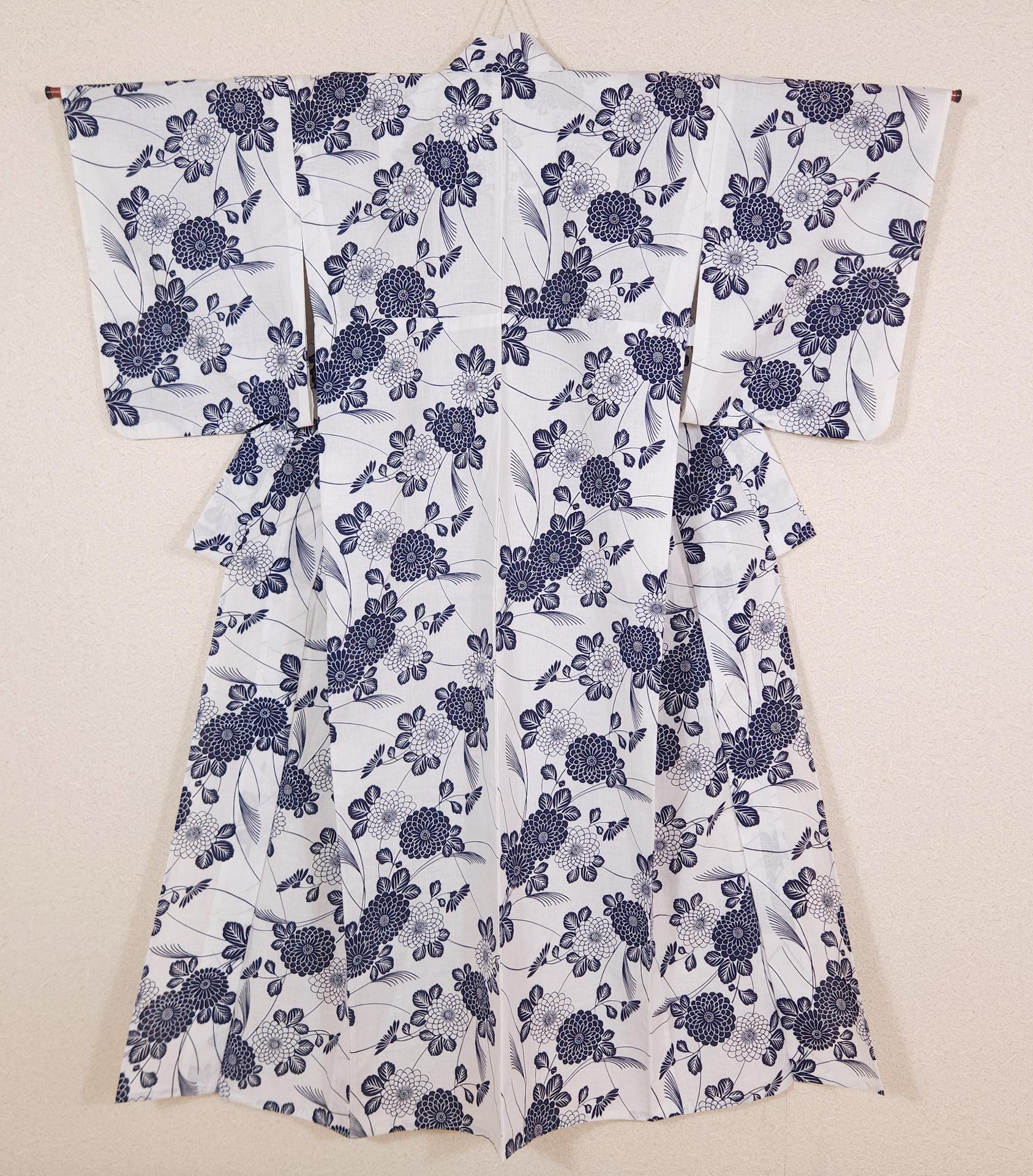 White Yukata with Kiku flowers