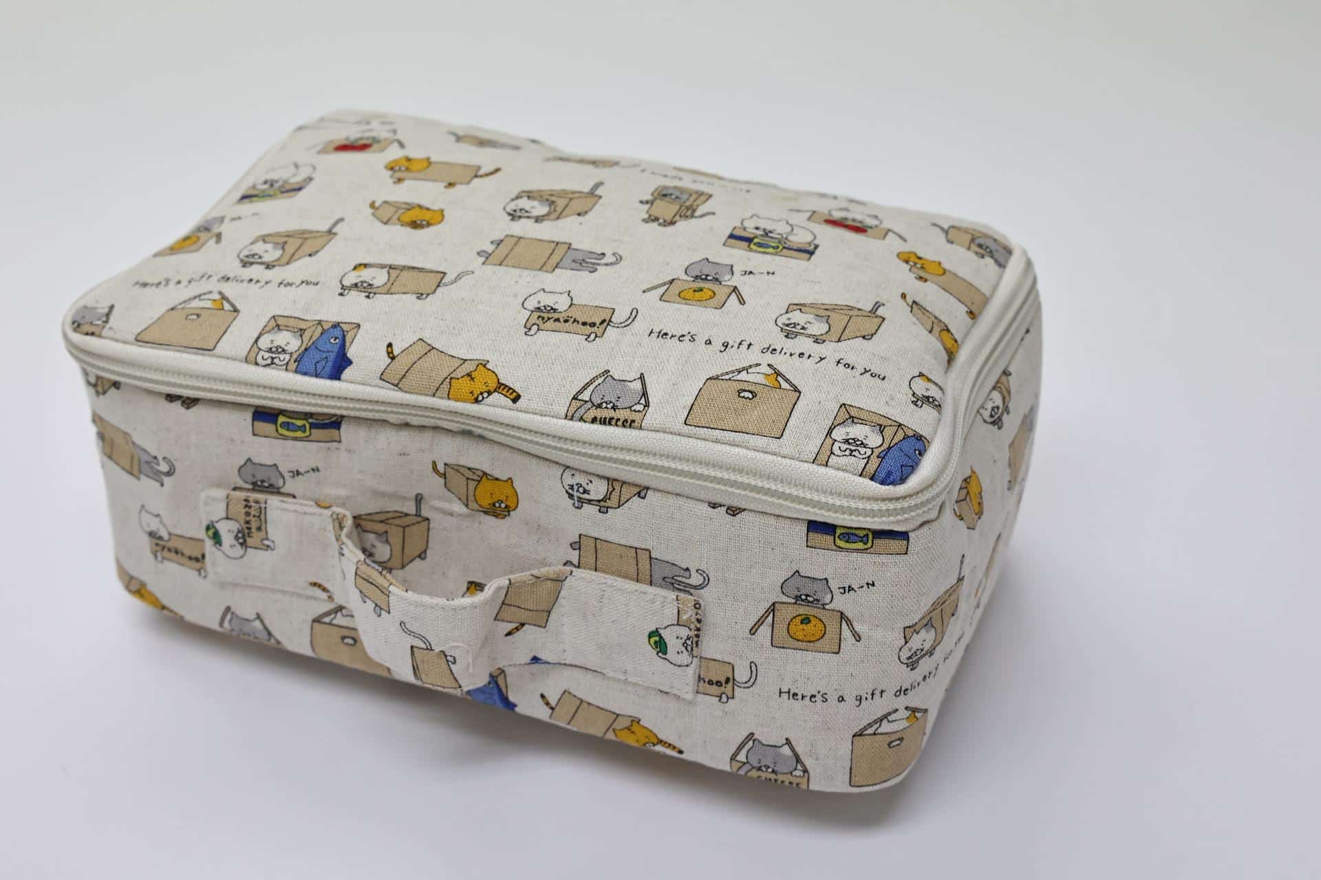 Cute Bento lunch bag Handmade - Cat Box