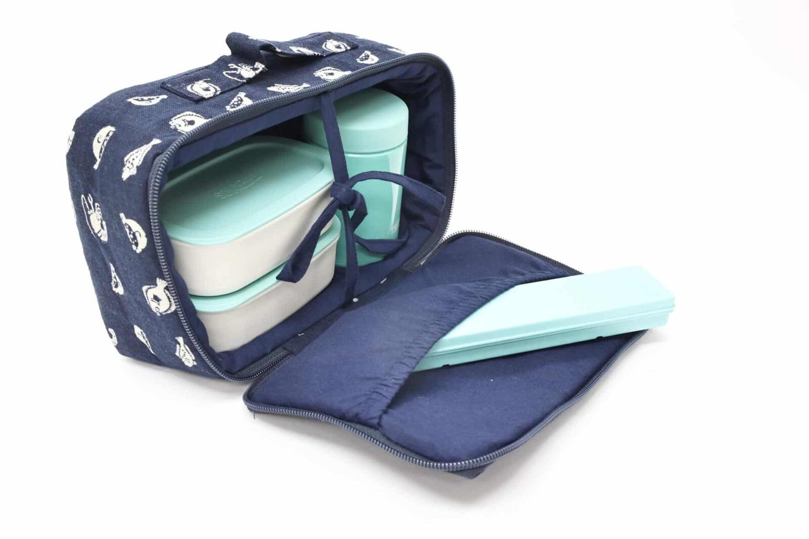 Cute Bento lunch bag Handmade - Shrimp and Fish