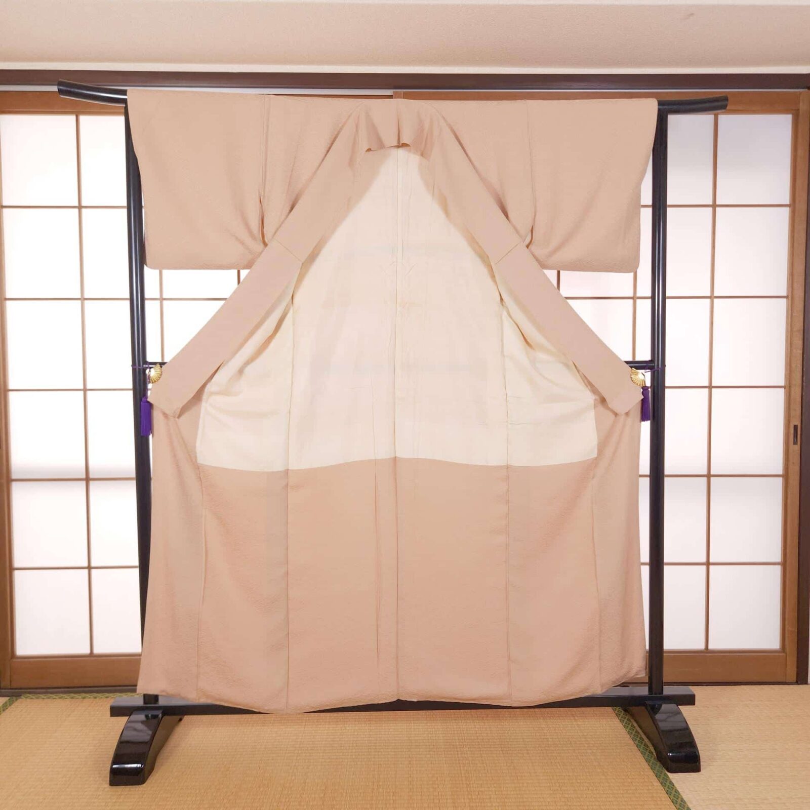 Elegant light beige textured Iromuji Kimono