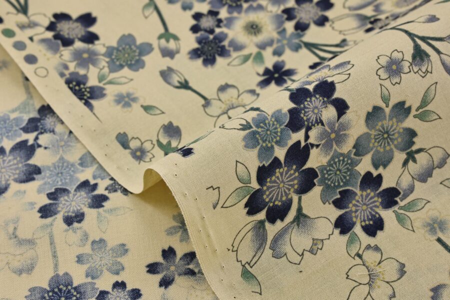 Japanese fabric Sakura vintage effect beige
