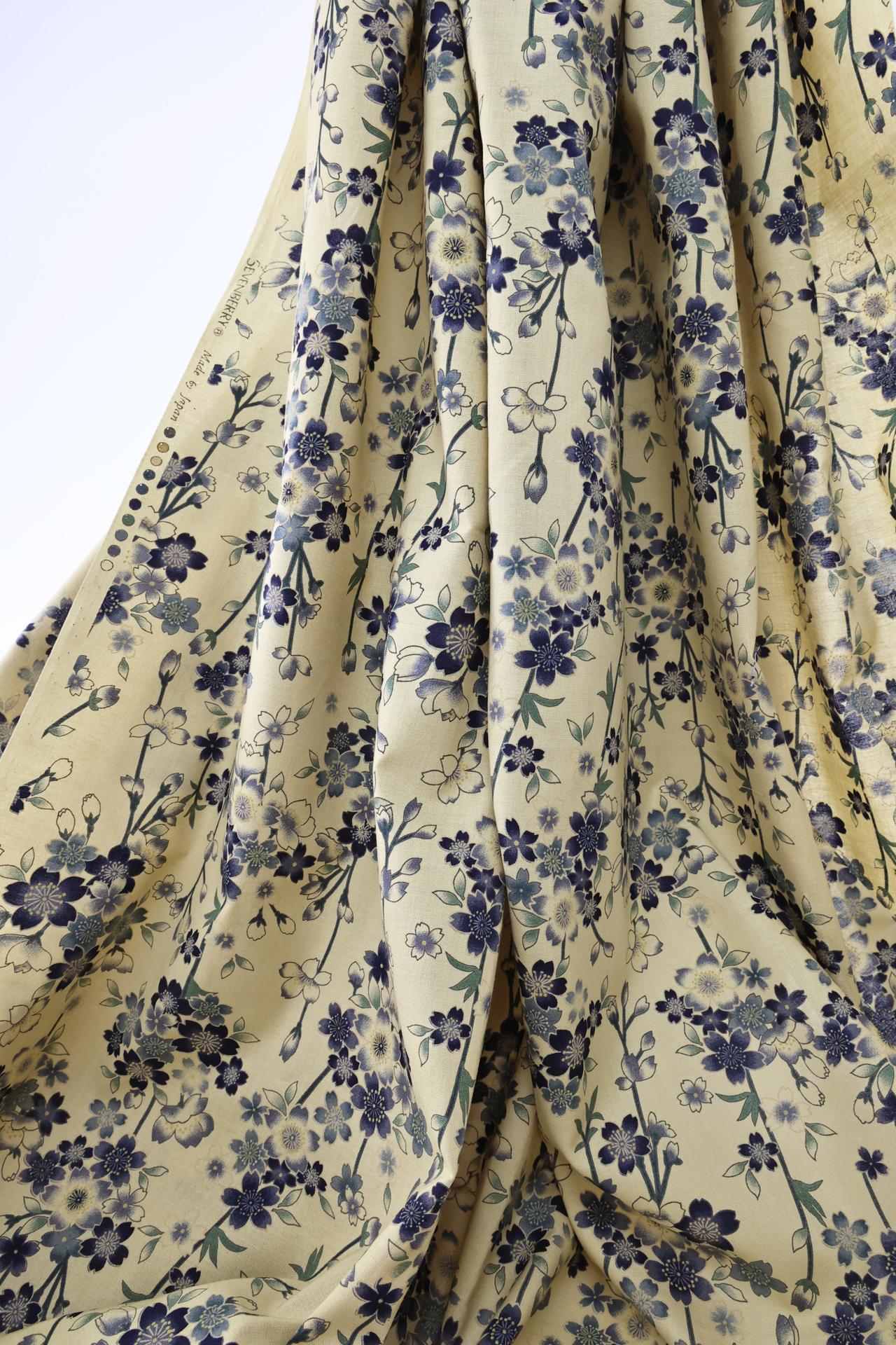 Japanese fabric Sakura vintage effect beige