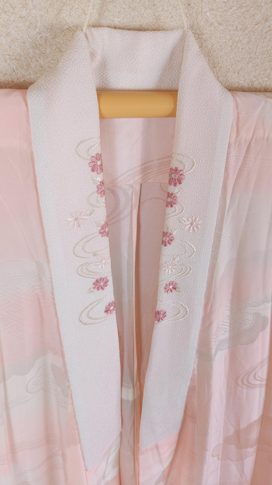 Pink cloud brocade Nagajuban for Furisode