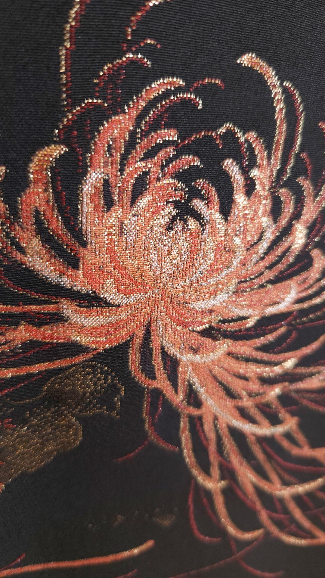 Black Haori with orange chrysanthemums