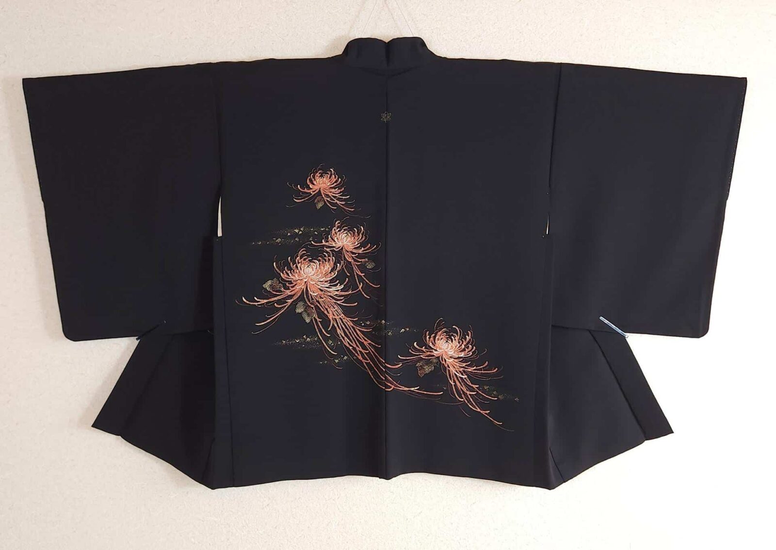 Black Haori with orange chrysanthemums