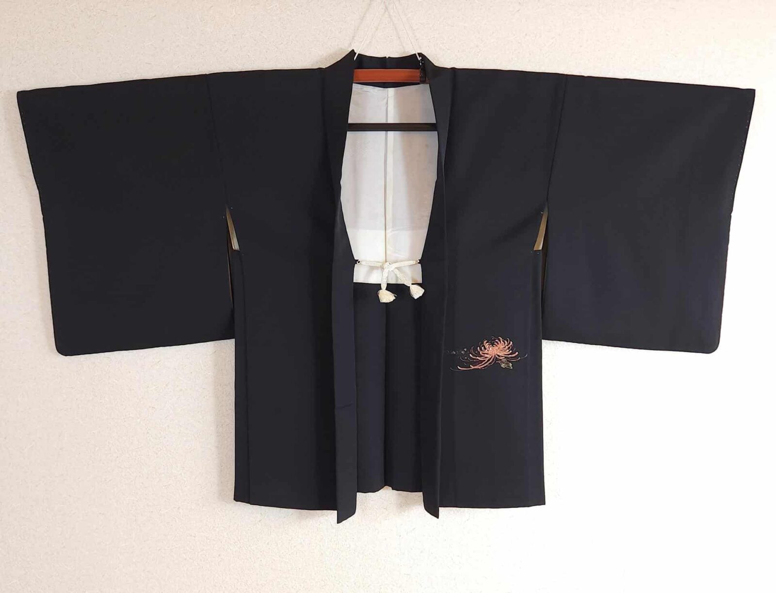 Black Haori with orange chrysanthemums