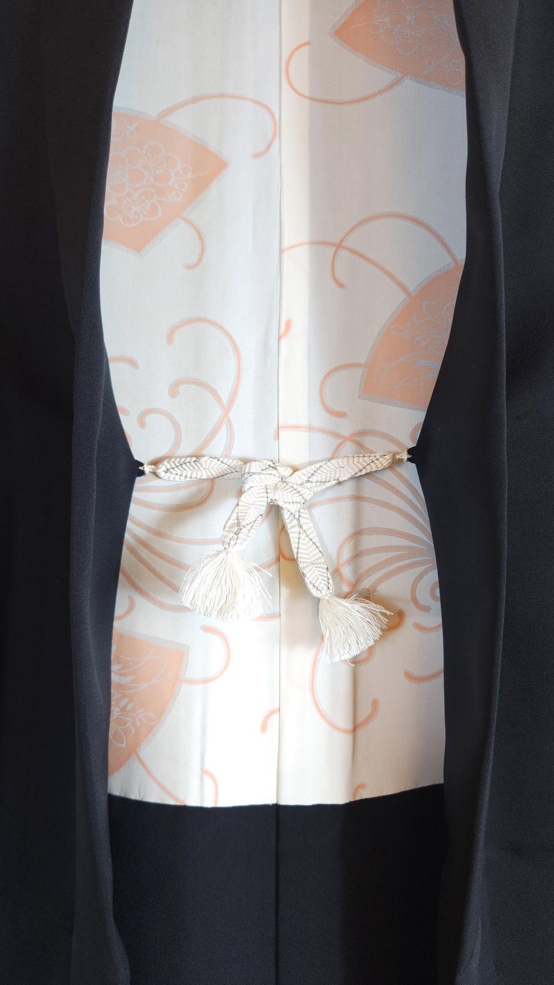 Black Yuzen Haori adorned with floral fans