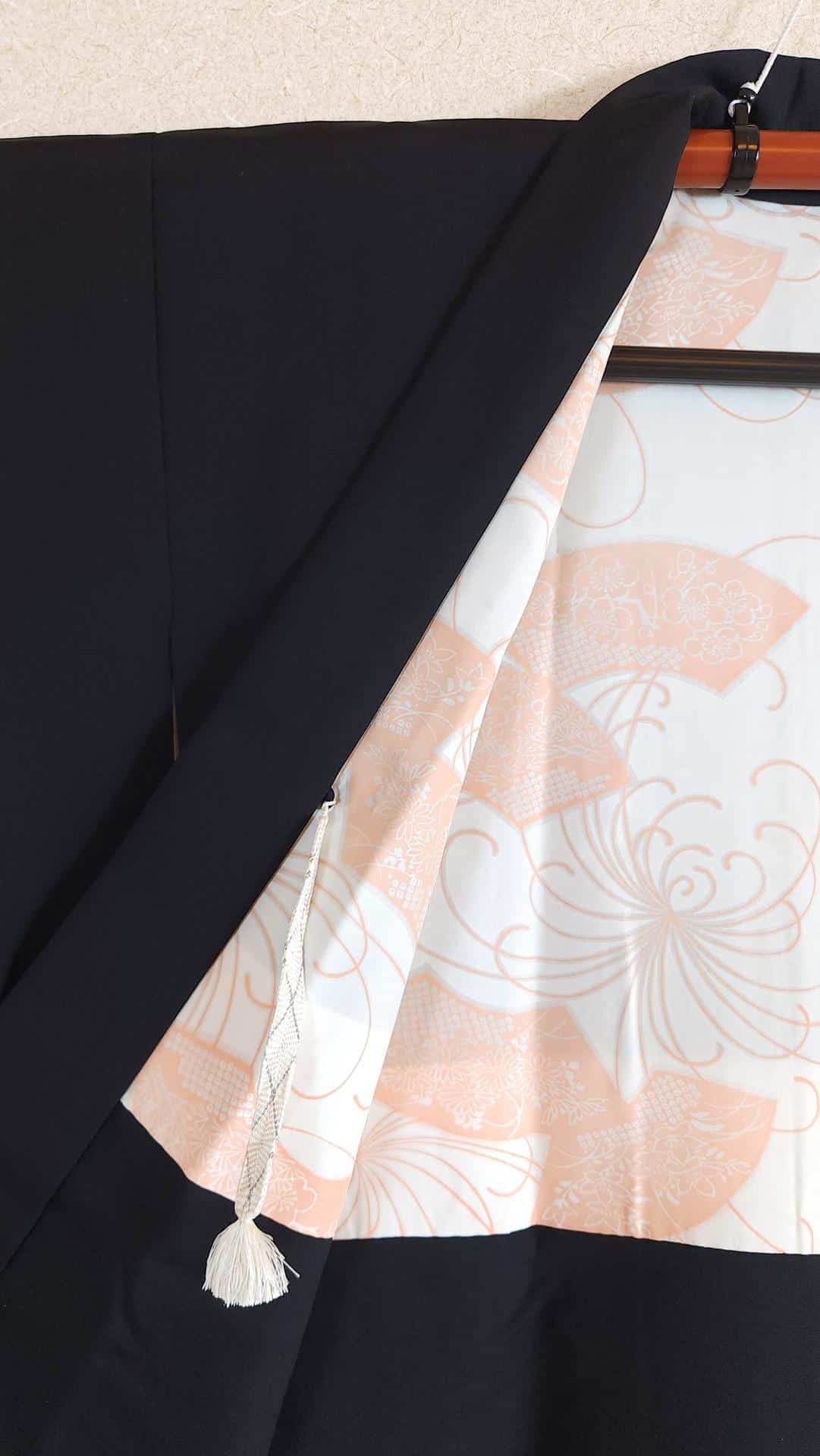 Black Yuzen Haori adorned with floral fans