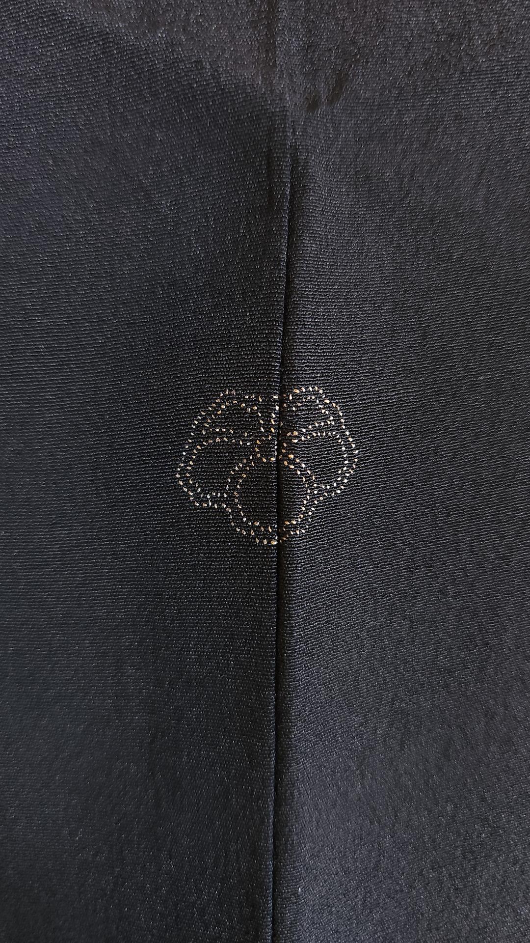 Black haori with peonies in fan motifs
