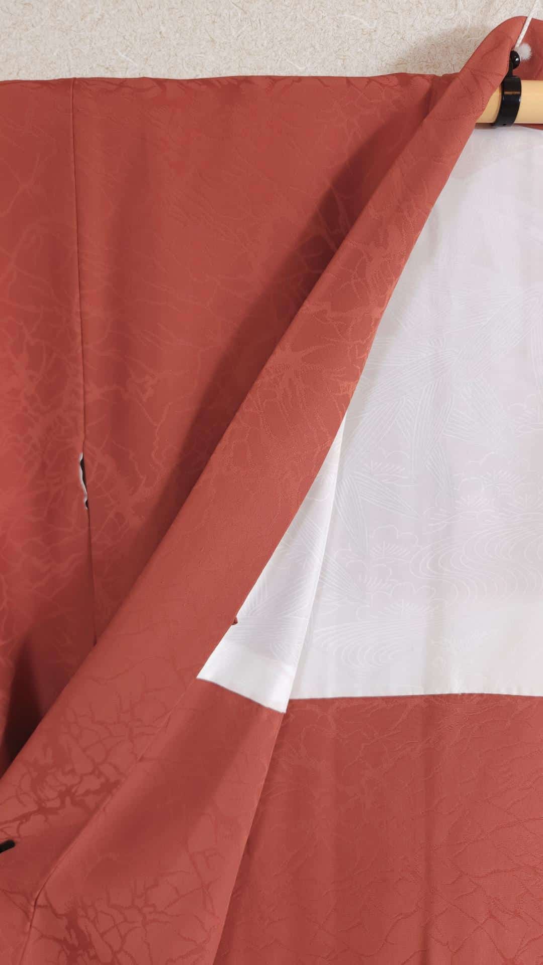 Brick red Yuzen Haori with characters