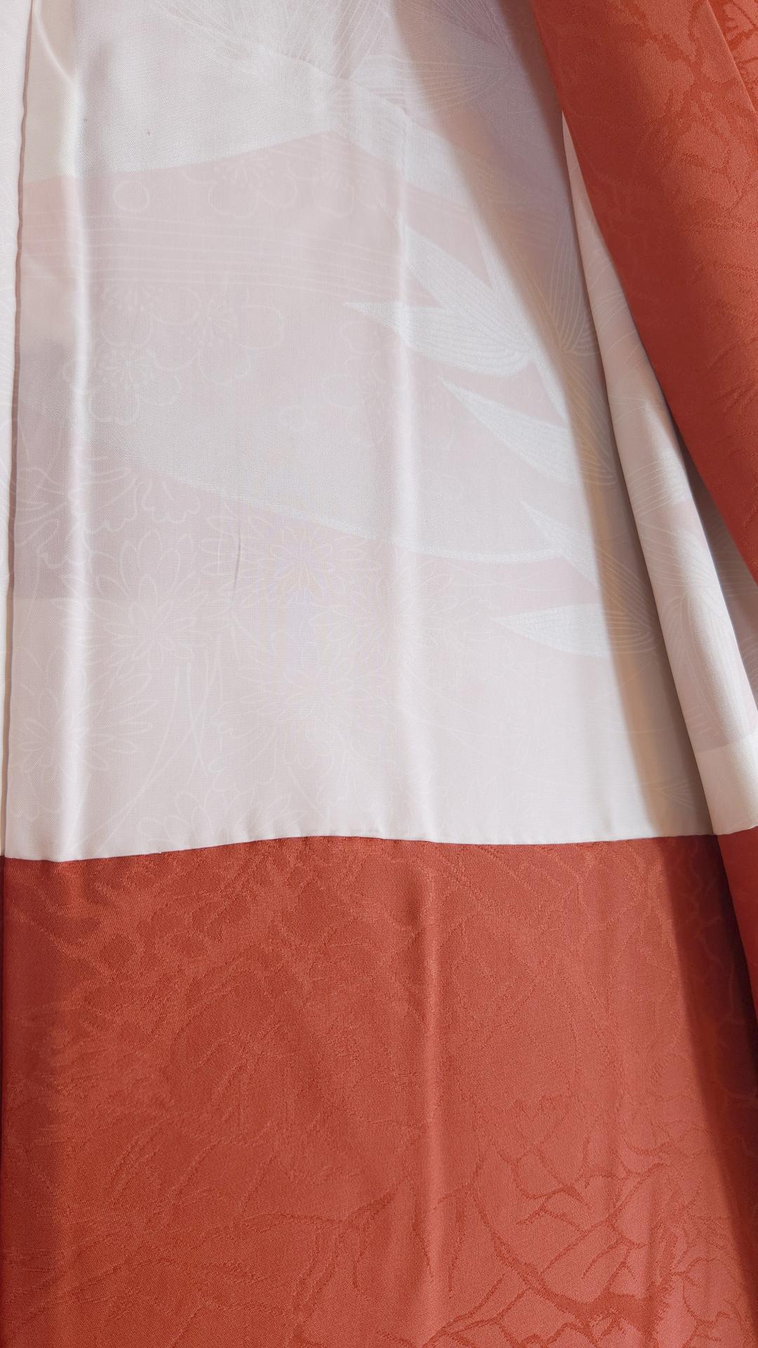 Brick red Yuzen Haori with characters