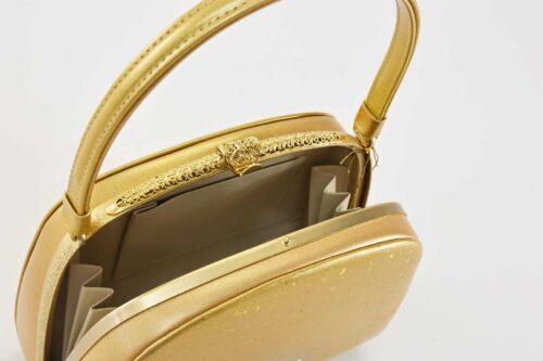 Gold imitation leather zori and matching bag