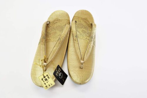Golden brocade zori and matching bag