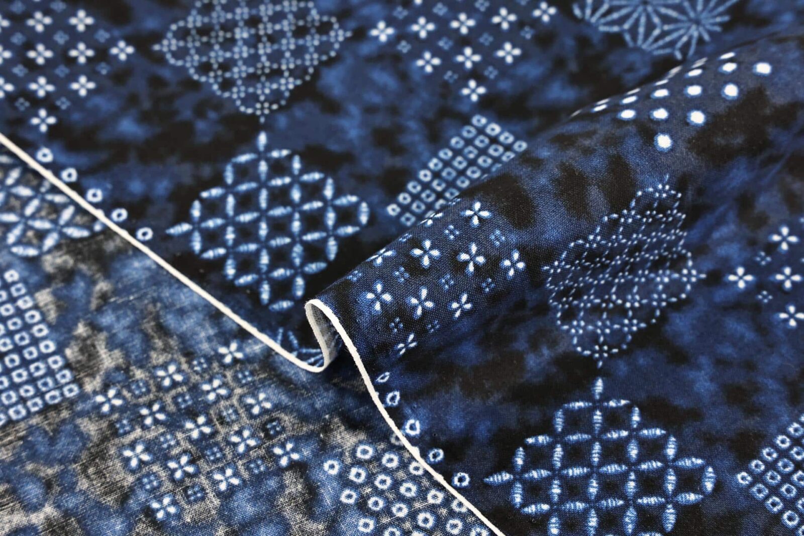 Japanese Indigo fabric Shibori-inspired patterns