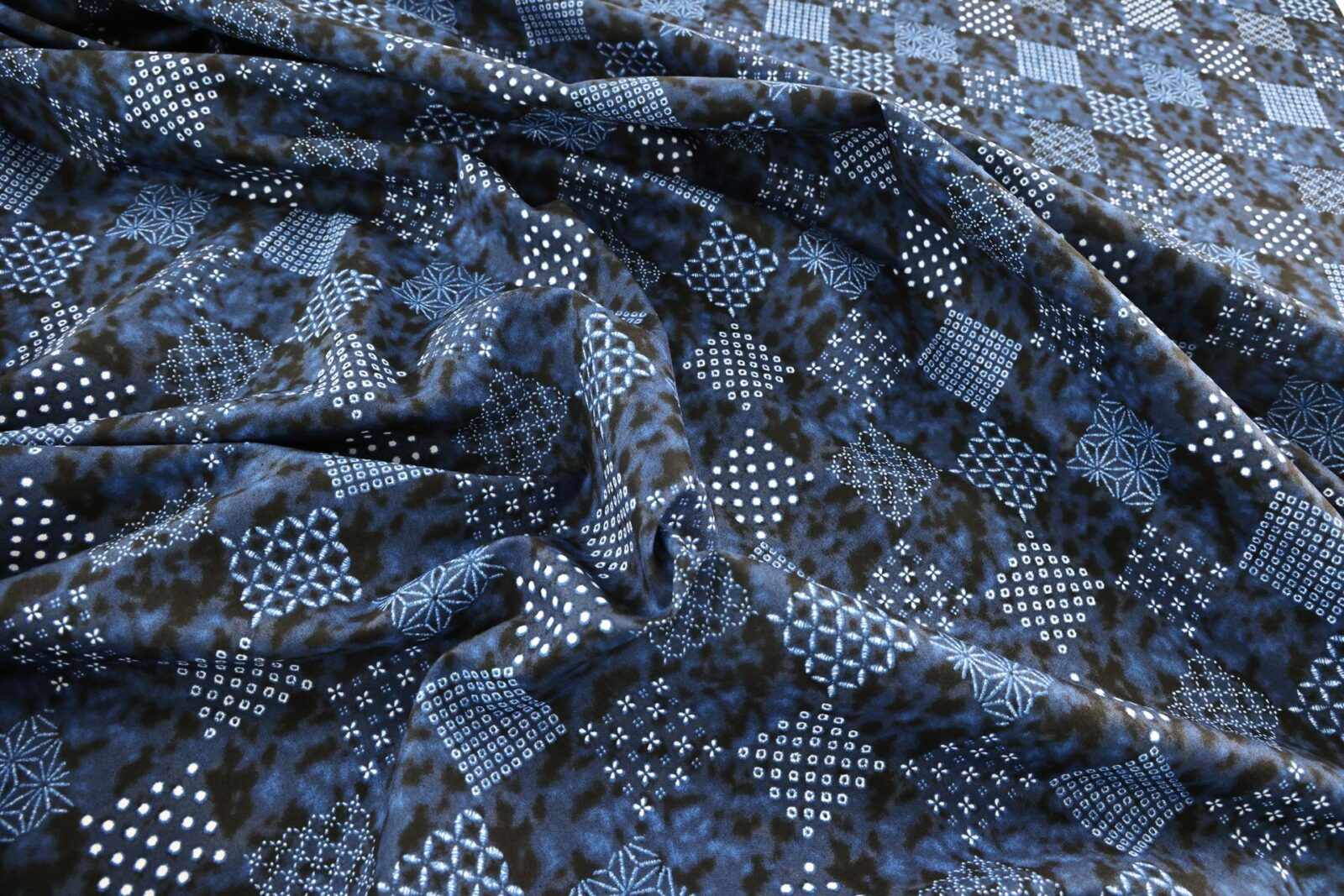 Japanese Indigo fabric Shibori-inspired patterns