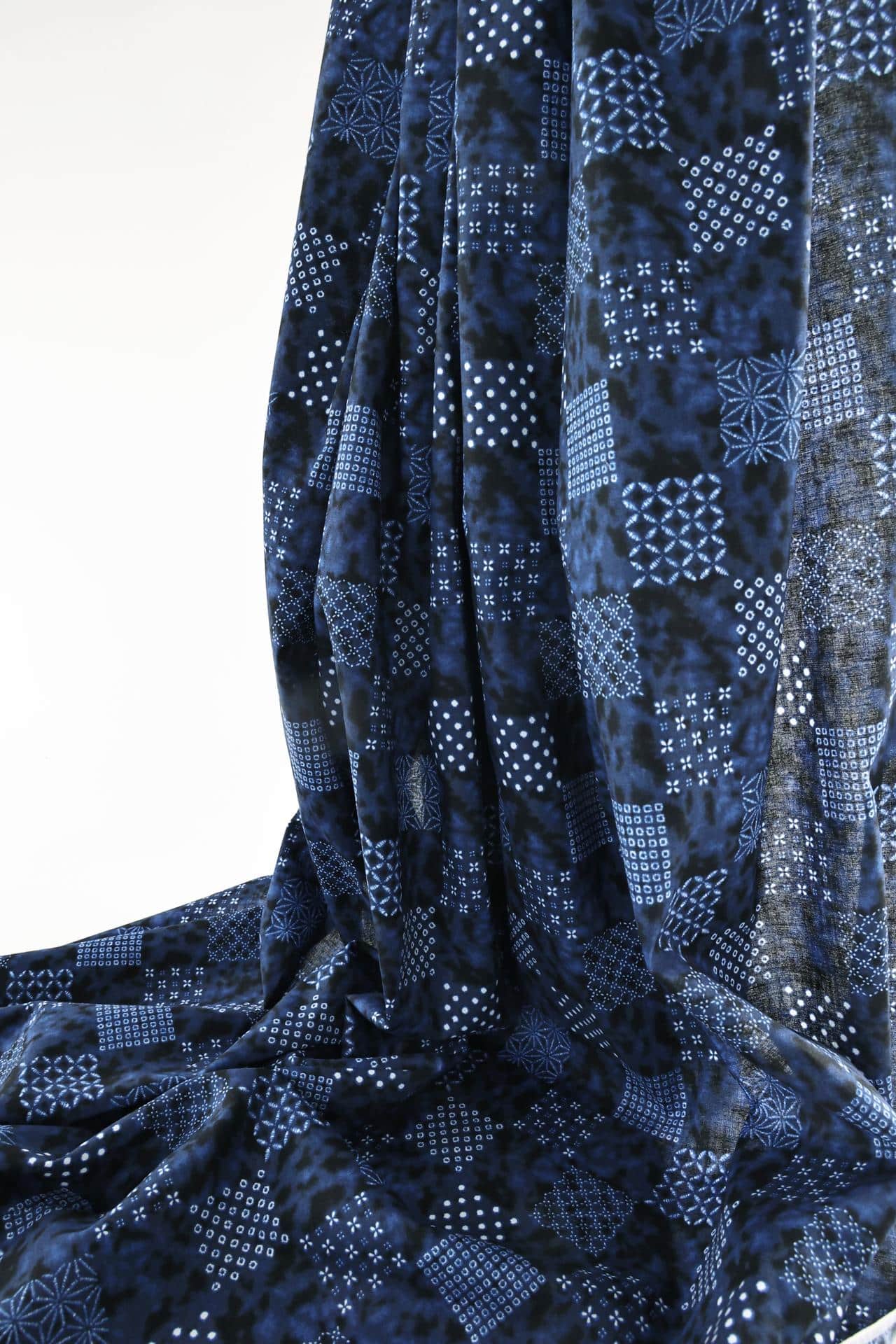 Japanese Indigo fabric Shibori-inspired patterns