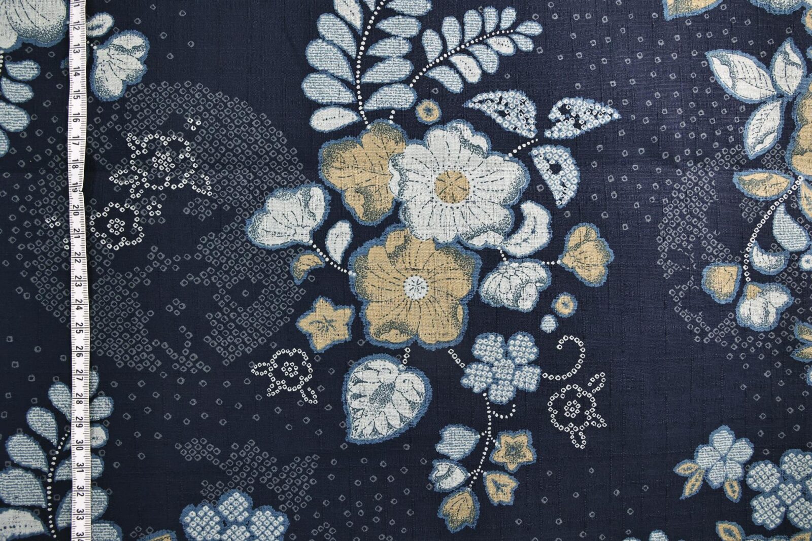 Japanese fabric - Autumn inspired floral in blue