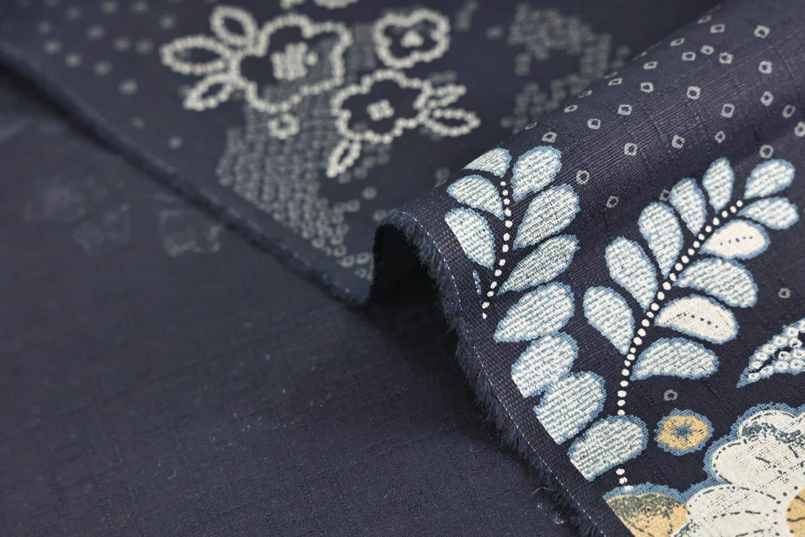Japanese fabric - Autumn inspired floral in blue
