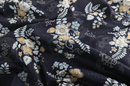 Japanese fabric - Autumn inspired floral in blue