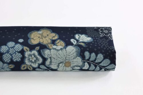 Japanese fabric - Autumn inspired floral in blue