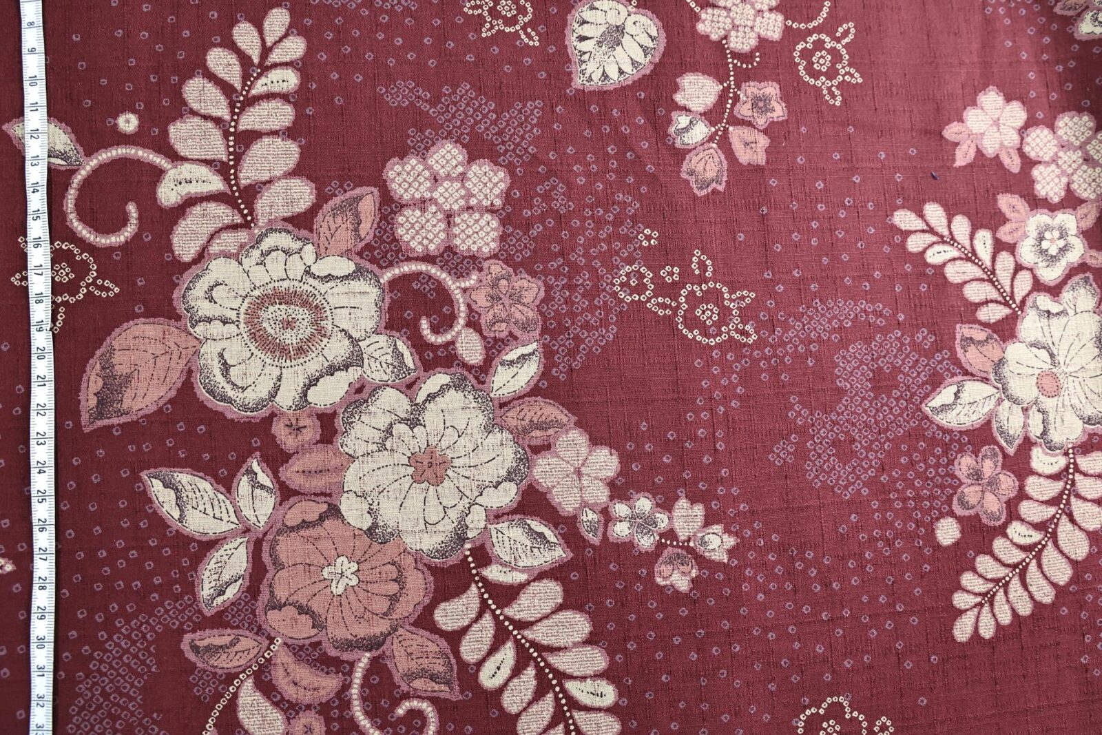 Japanese fabric - Autumn inspired floral in bordeaux