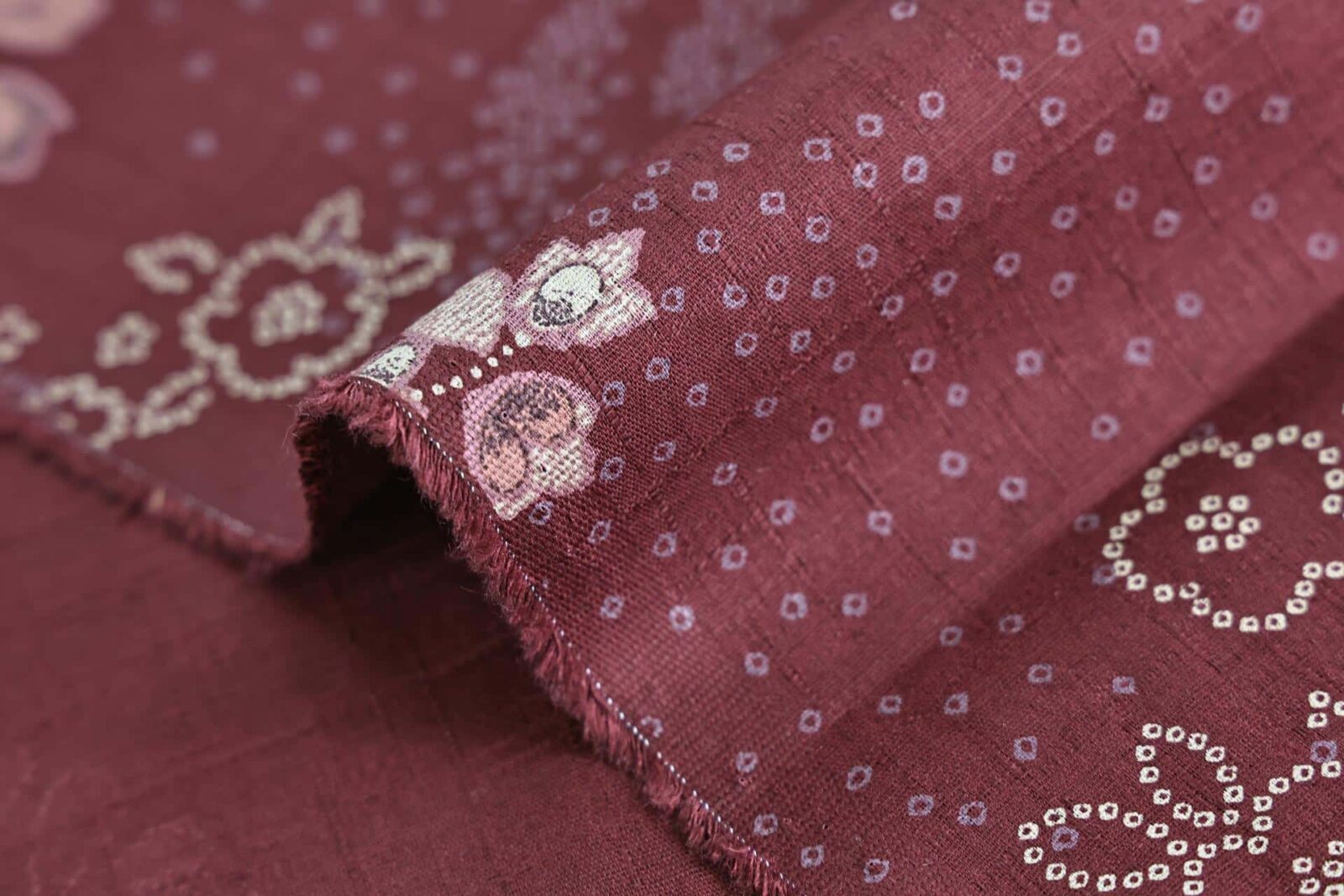 Japanese fabric - Autumn inspired floral in bordeaux