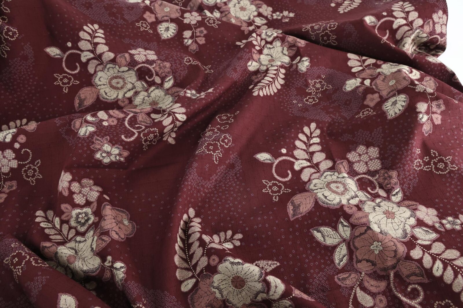 Japanese fabric - Autumn inspired floral in bordeaux