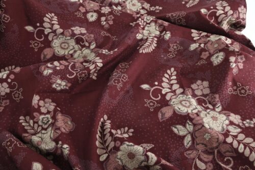 Japanese fabric - Autumn inspired floral in bordeaux