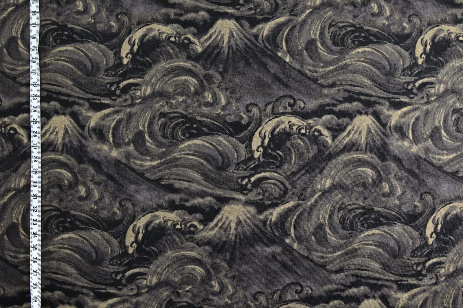 Japanese fabric Mt. Fuji and black waves