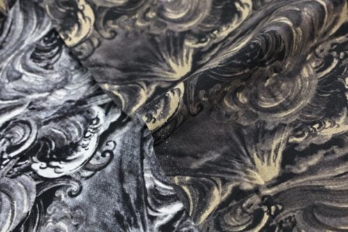 Japanese fabric Mt. Fuji and black waves