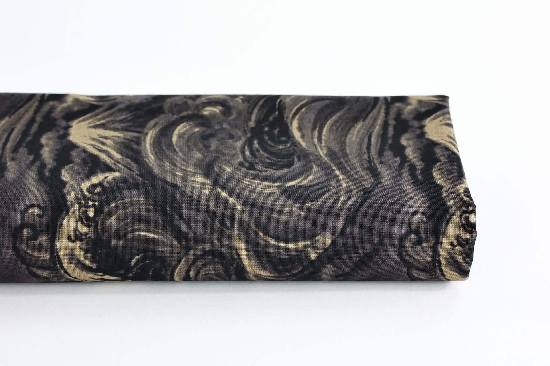 Japanese fabric Mt. Fuji and black waves