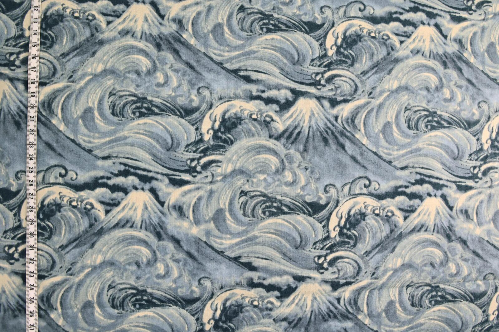 Japanese fabric Mt. Fuji and blue waves