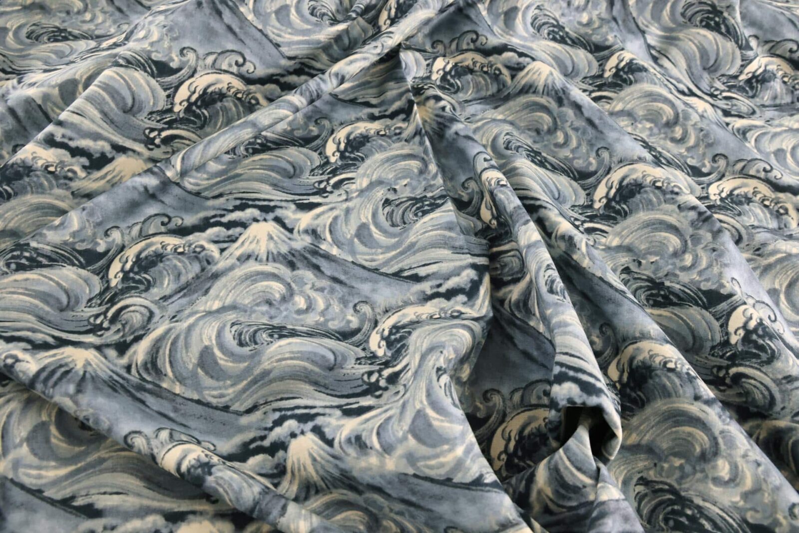 Japanese fabric Mt. Fuji and blue waves